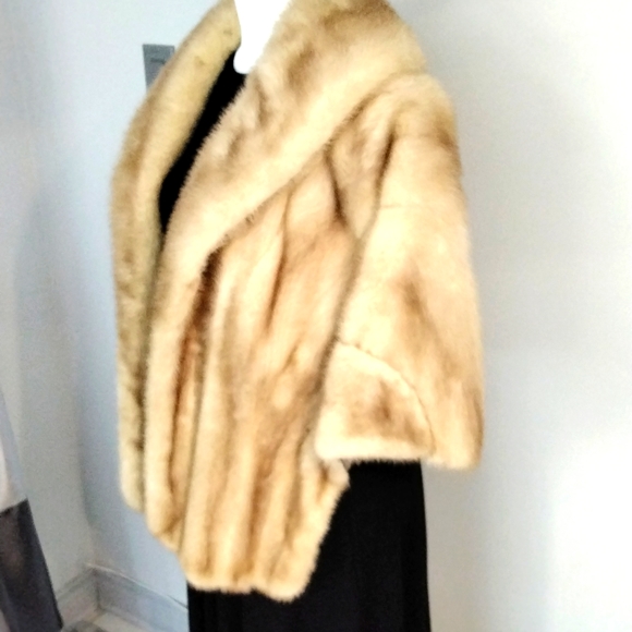 Vintage 1950's - 1960's Blonde Mink Stole with shawl collar - Picture 3 of 16